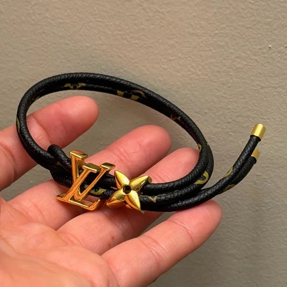 Gold lv leather black and tan Bracelet - Picture 1 of 11
